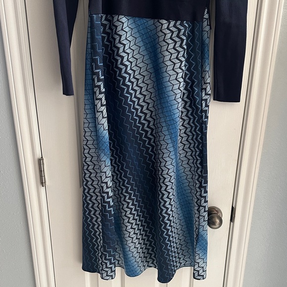 Ted Baker London Ionaaa Zig Zag Navy Stretch Woven Midi Dress Women’s 3 Casual - Picture 4 of 11